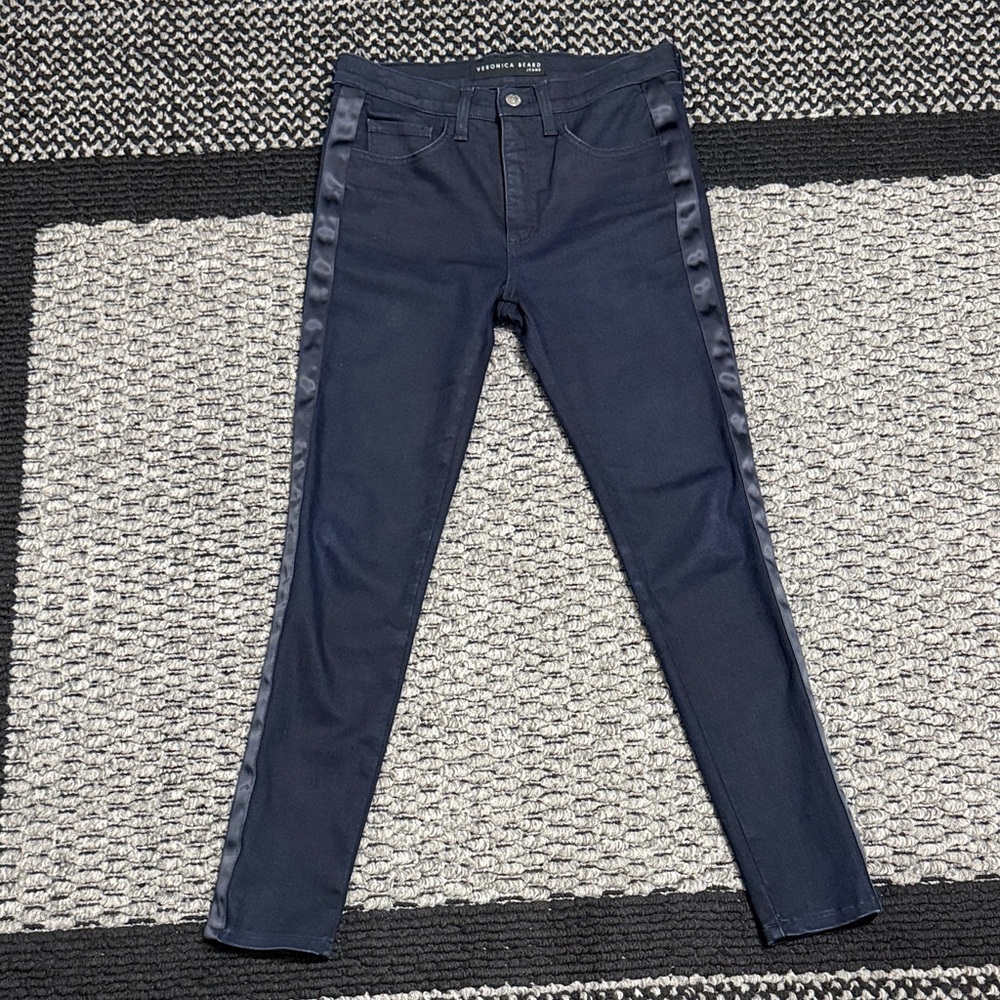 Veronica Beard Kat Skinny Pants Women’s 27 High Rise Tuxedo Stripe Tailored Fit